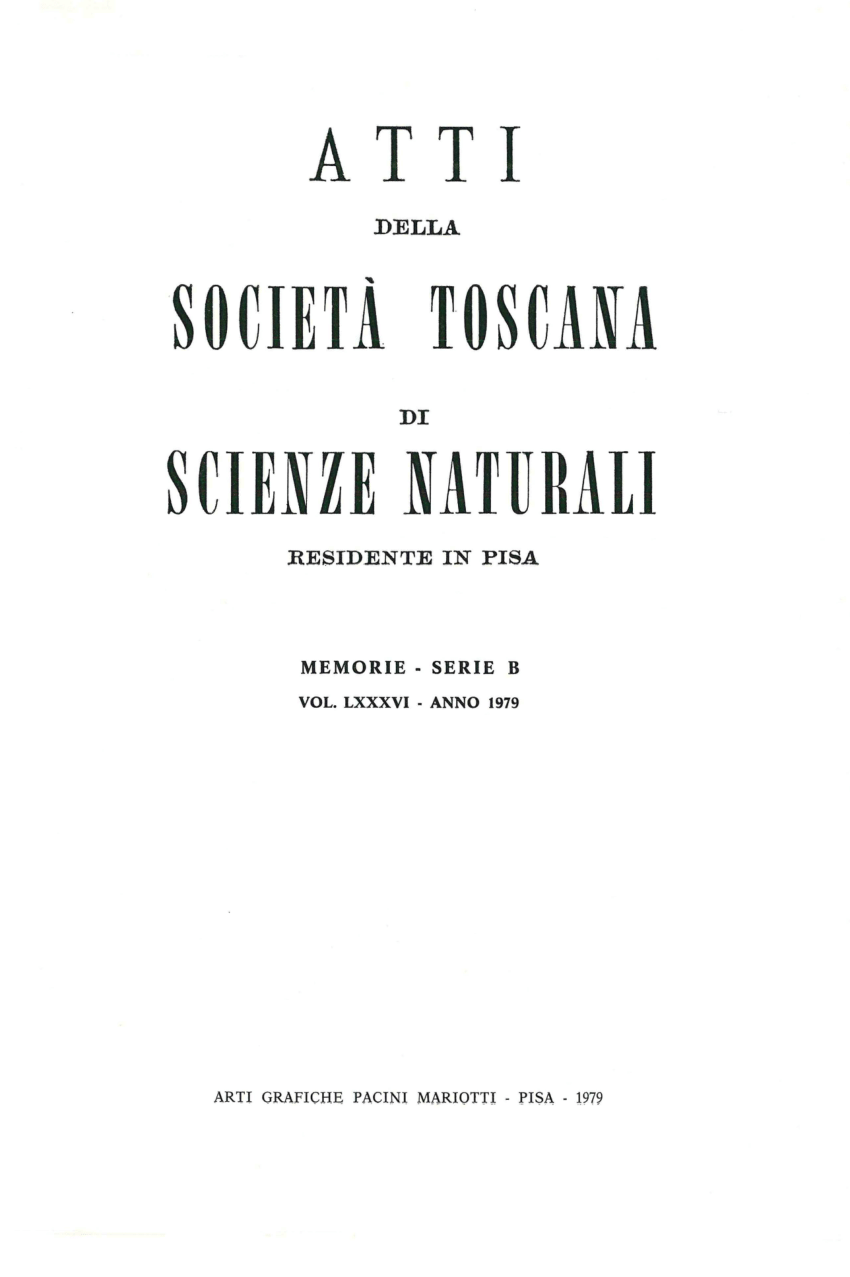 Atti della Società toscana di scienze naturali residente in Pisa. Memorie, Serie B