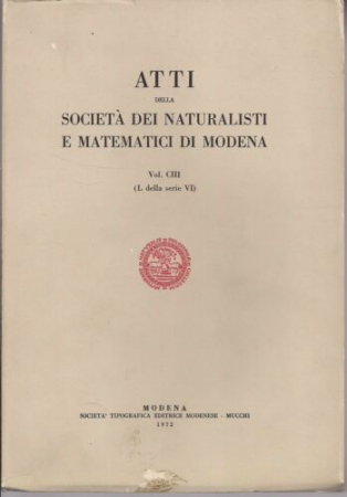 Atti della Società dei naturalisti e matematici di Modena