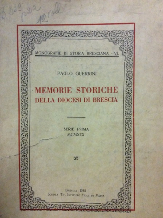 Memorie storiche della diocesi di Brescia