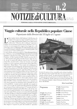 Notizie di cultura bresciana della Fondazione Civiltà Bresciana onlus