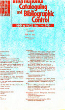 International cataloguing and bibliographic control